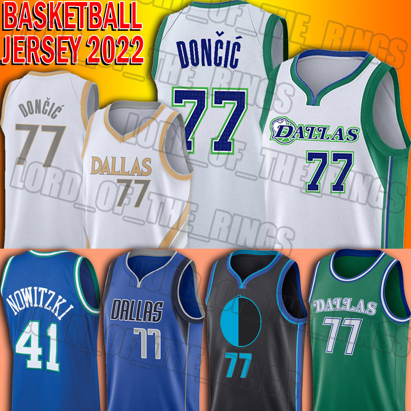 

Dalla Luka 77 Maverick Doncic Jersey Basketball Throwback Dirk 41 Nowitzki Jerseys 2022 75th Anniversary Shirts, Black;red