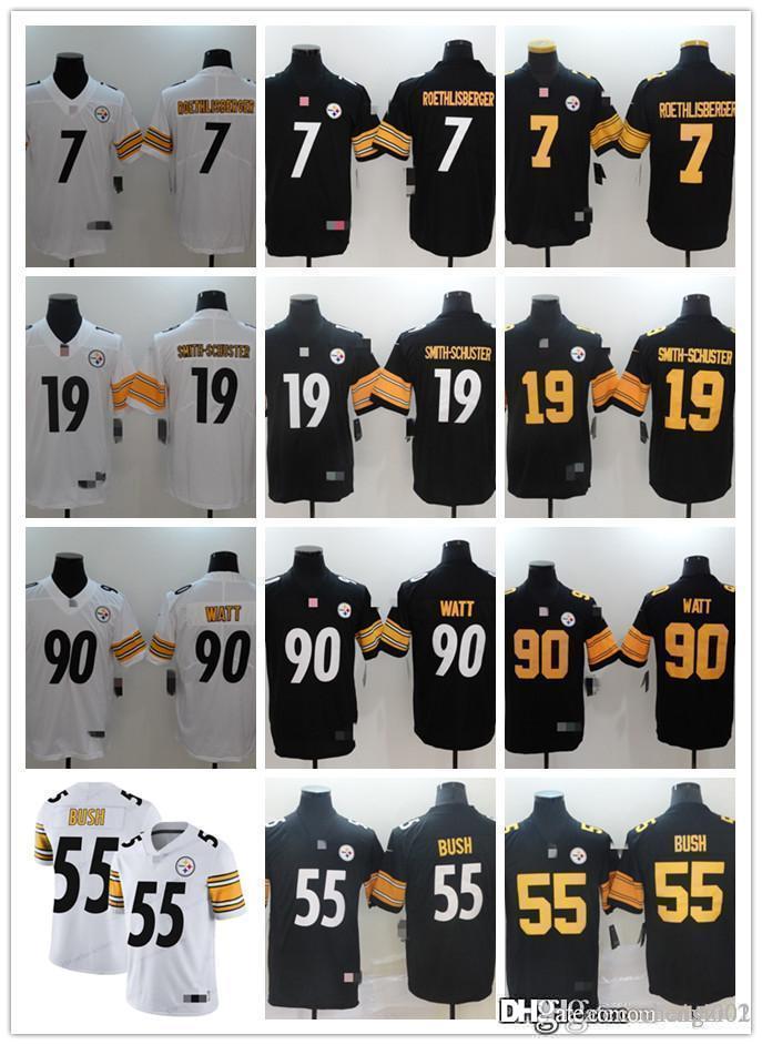 

Mens Women Youth Pittsburgh Steelers 19 JuJu Smith-Schuster 90 T.J. Watt 7 Ben Roethlisberger 55 Devin Bush Custom Football Jerseys, Black;red