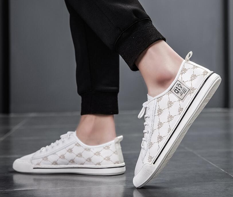 

2021 spring shoes men sneakers casual soft leather fashion male white shoes size eu3944, 01