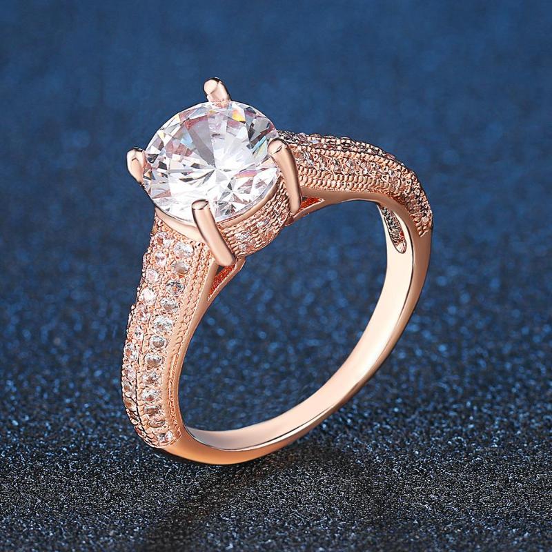 

Cluster Rings Cubic Zirconia Wedding/Engagement Rose Gold Silver Color High Quality Lover's Ring For Women Jewelry Anel DWR207M, Golden;silver