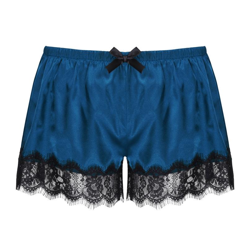 

Underpants IEFiEL Sexy Mens Lingerie Panties Satin Shorts Bottoms Underwear Lace Trimming Pajama Boxer, Green