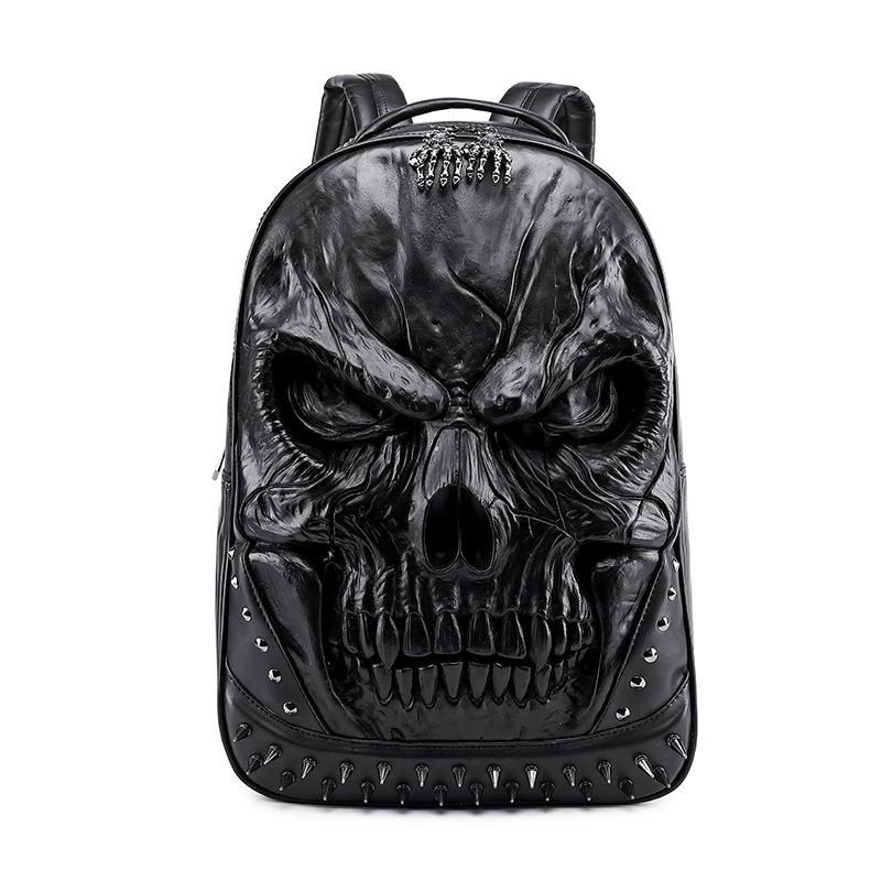 

Backpack 2021 Men And Women Back Packs Steam Punk Rivet Personality Relief Travel Bagpack 3D Skull Laptop Schoolbag For Teenagers
