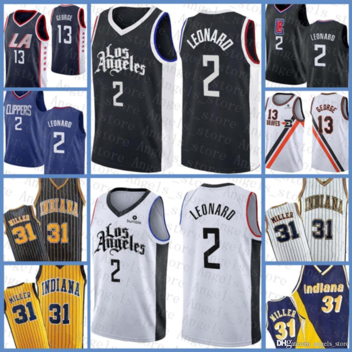 

Kawhi Paul 13 George 2 Leonard Reggie 31 Miller Indiana Pacers Los Angeles Clippers Victor 4 Oladipo Basketball Jersey Multi, Black;red