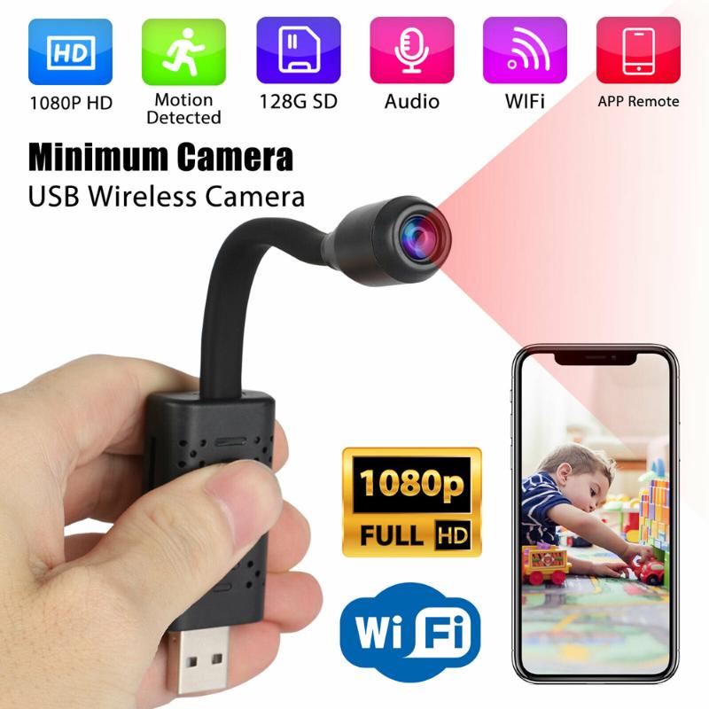 

Smart Mini Wifi USB Camera Real-Time Surveillance IP AI Human Detection Loop Recording Support 64G Webcams