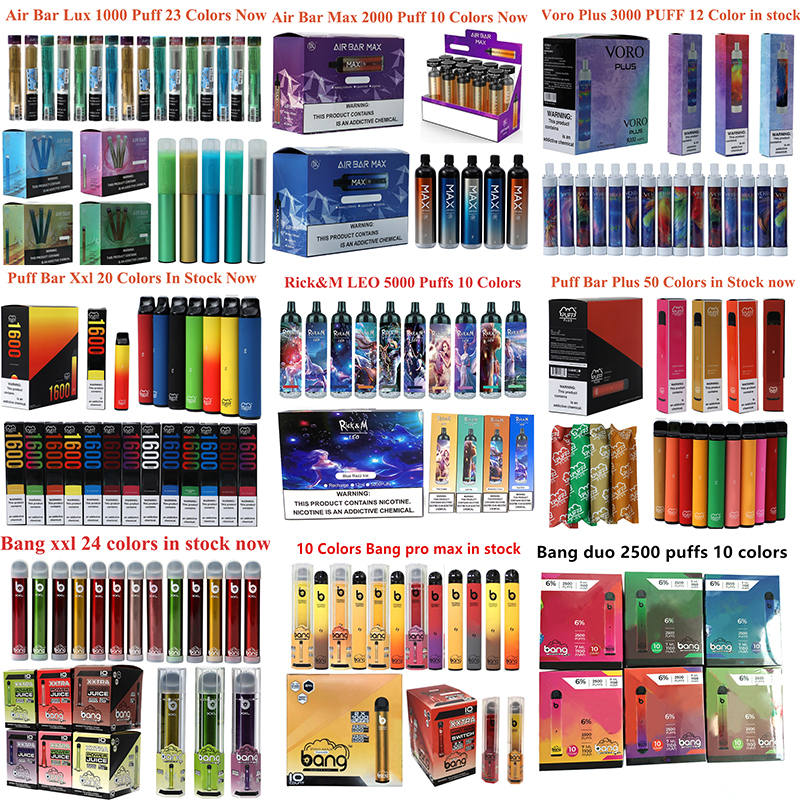 

Disposable Vape Pen E Cigarette Bang XXL Puff Bar Plus Max Flex AirBar Lux EXTRA 800 1000 1500 1600 2000 2200 Puffs Ezzy Super Starter