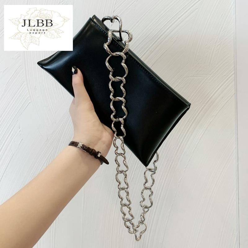 

Evening Bags Chain Shoulder For Women Solid Color Luxury Flat Handbag Phone Purse Female Crossbody Messenger Handbags Lady Party Clutch