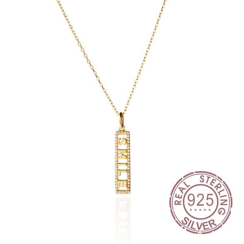 Pendant Necklaces 925 Silver Smile Necklace Sterling Jewelry Pendants Chocker Kolye Vintage Crystal CZ Bijoux Femme Collier-image-708510992