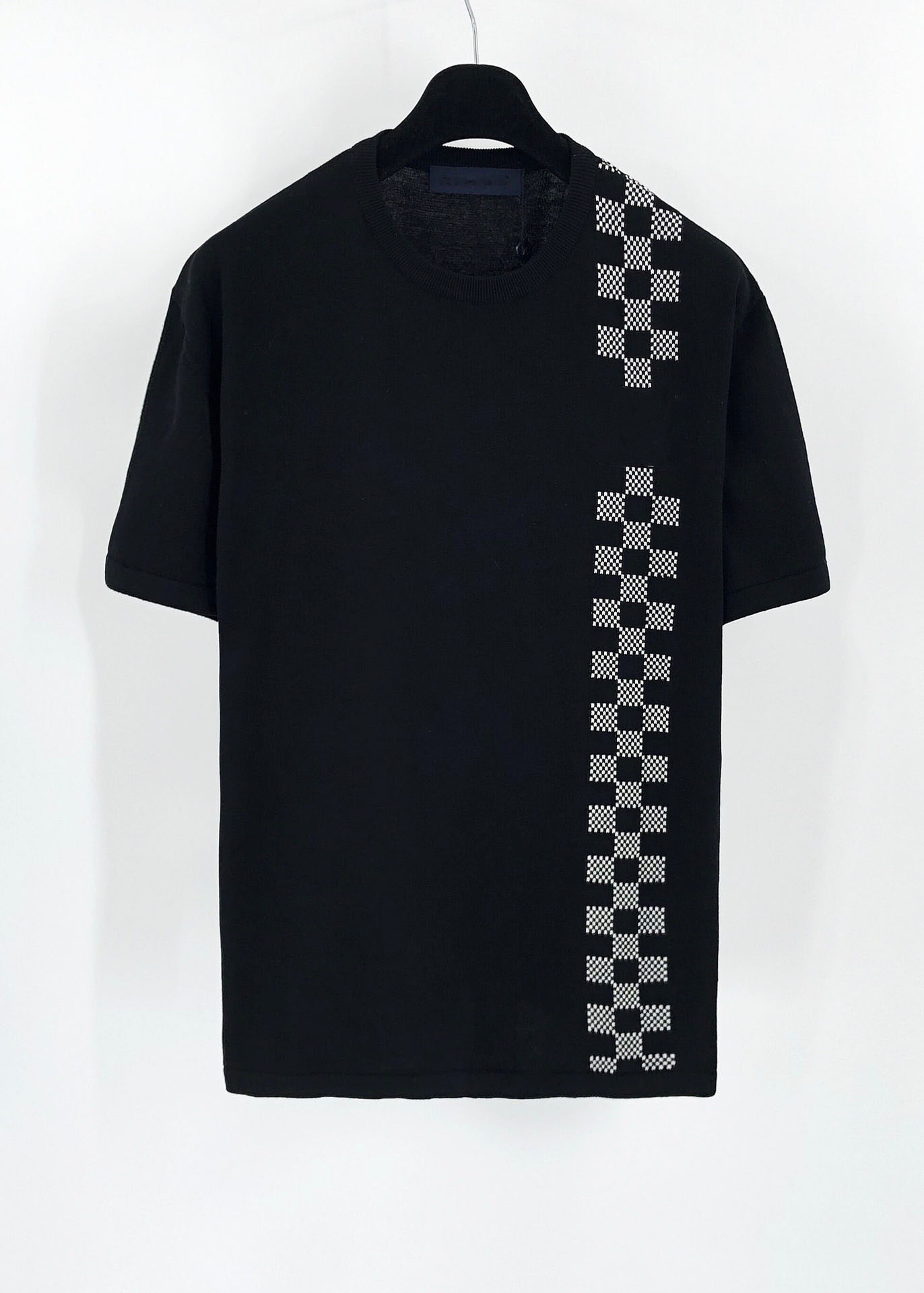 

2021 spring men and woman gridiron pattern eurosize t-shirt, Black