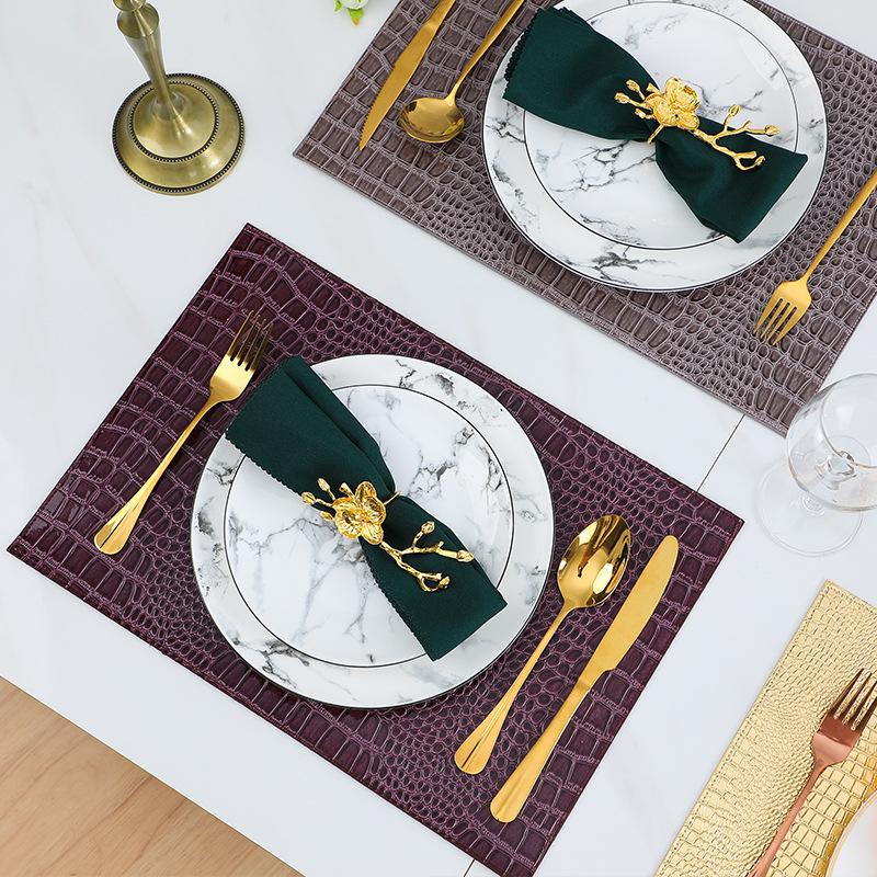 

Placemat European Style PU Leather Crocodile Pattern Table Mat Insulation Pad Decorative Coffee Coasters Mats & Pads