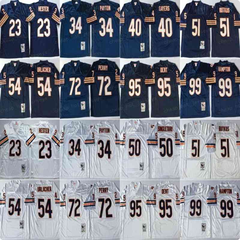 

NCAA Football 23 Devin Hester 34 Walter Payton 40 Gale Sayers Jerseys 50 Mike Singletary 9 Jim McMahon 51 Butkus White Men Vintage, Black;red