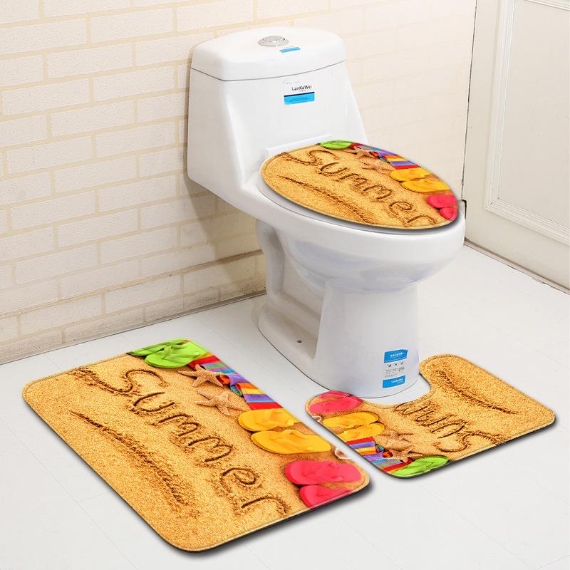 

Cool Bathroom Mat 3 Piece Set Of Carpets Kitchen Rug Non-slip Foot Pad Toilet Suction Doormat