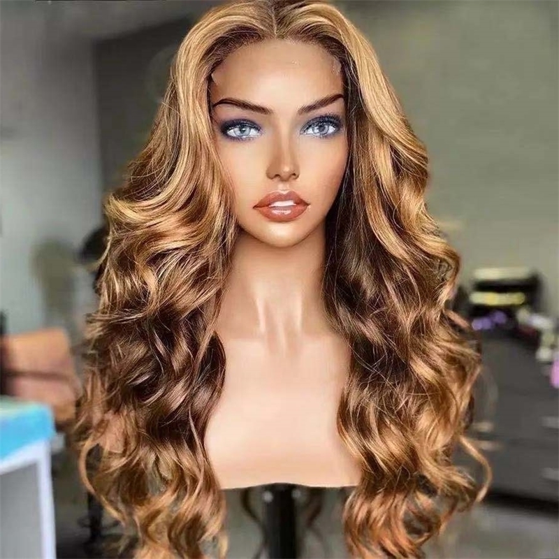 

new female multicolor Wig medium long curly hair wig headgear, Fy