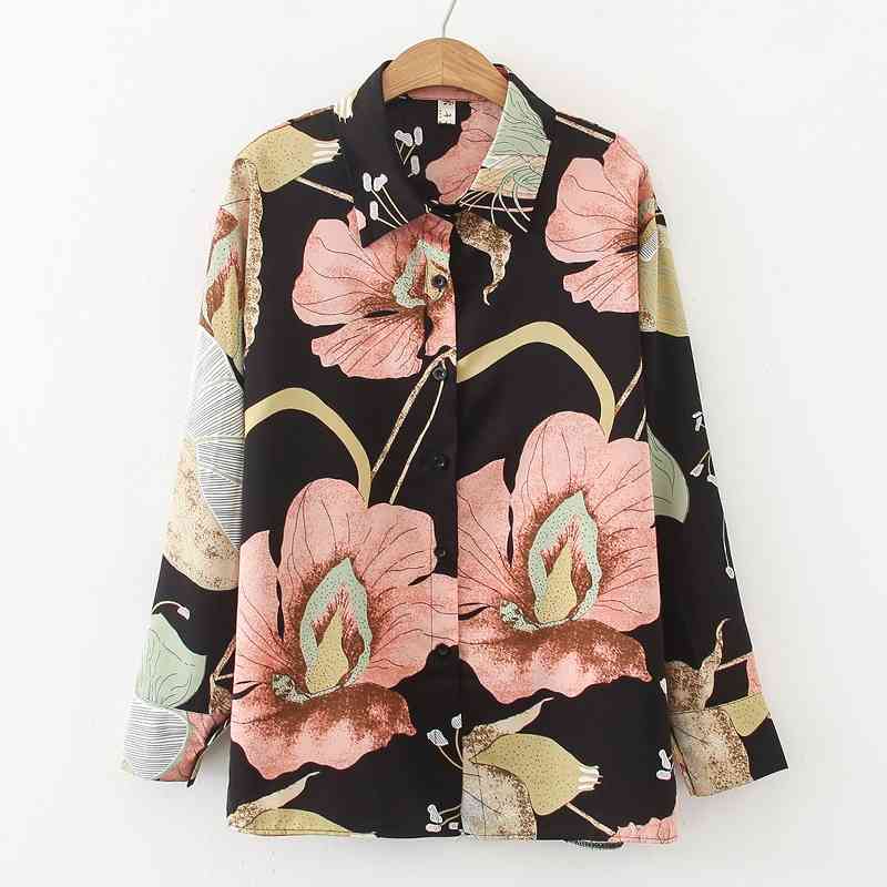 

Blusa Long Sleeve Print Chiffon Blouse Shirt Turn Down Collar Office Blouse Women Blusas Mujer De Moda Women Clothing D975 210602, As picture