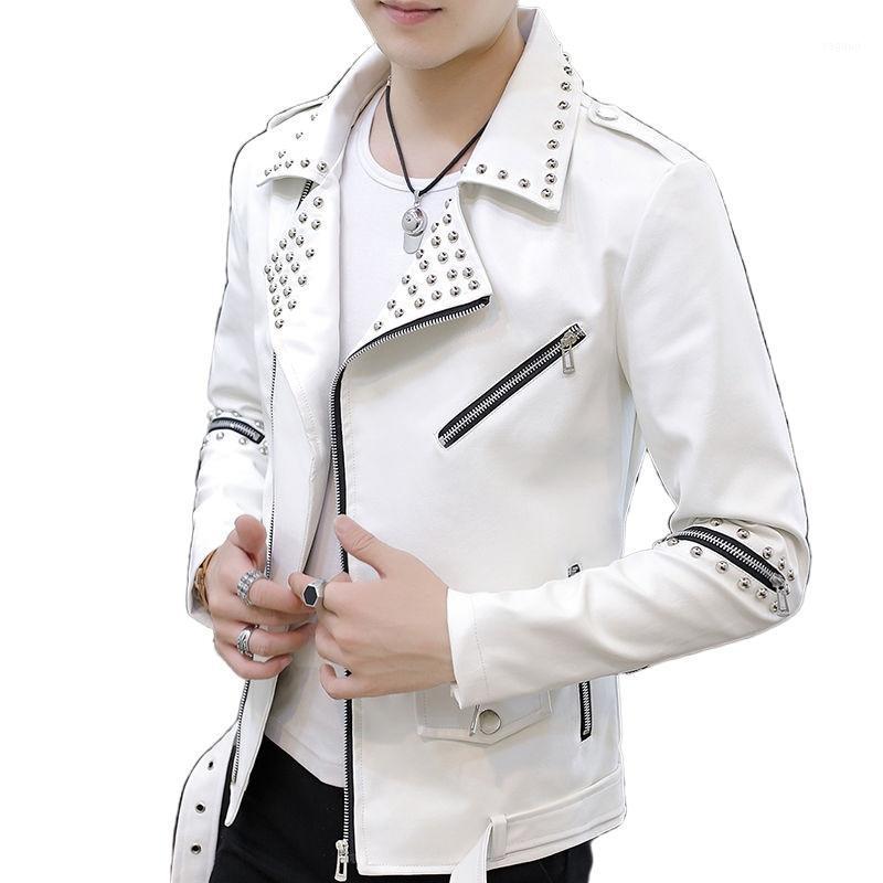 

Men's Jackets Jacket Spring, Autumn And Winter Korean Version Of The Slimmed-down Youth Nail Locomotive Leather, Red 19