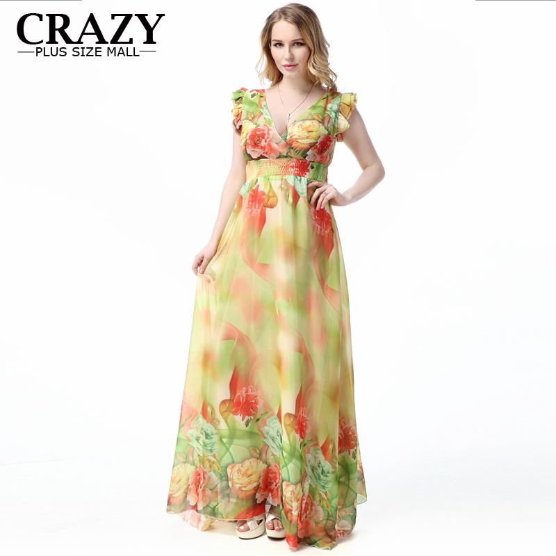 

Casual Dresses Big Size 7XL 6XL 5XL 4XL XXXL 2021 Brand Summer Beach Dress Plus Women Clothing Maxi Printing Chiffon, 9007