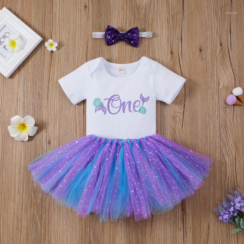 

Baby 3-9M Girls Clothes Set, Letter Print Short Sleeve O-neck Romper + Tutu Skirt Bow-knot Headband Clothing Sets, White
