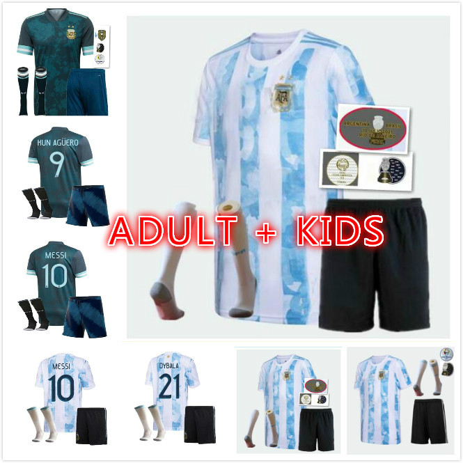 

adult kids kit+socks 21/22 Argentina soccer Jerseys 2021 Copa MESSI DYBALA KUN AGUERO LO CELSO MARTINEZ TAGLIAFICO jersey football shirt