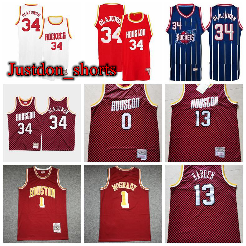 

Mens Houston Rockets Shirts Hakeem Olajuwon Tracy McGrady Russell Westbroo James Harden Swing Playersembroider Basketball Jerseys, Black