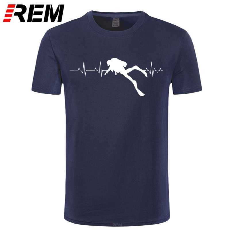 

REM Scuba Dive Heart Beat Gift for Diver T-Shirts Summer Short Sleeves Soft Mens Tee Pure Cotton T 210629, Black white