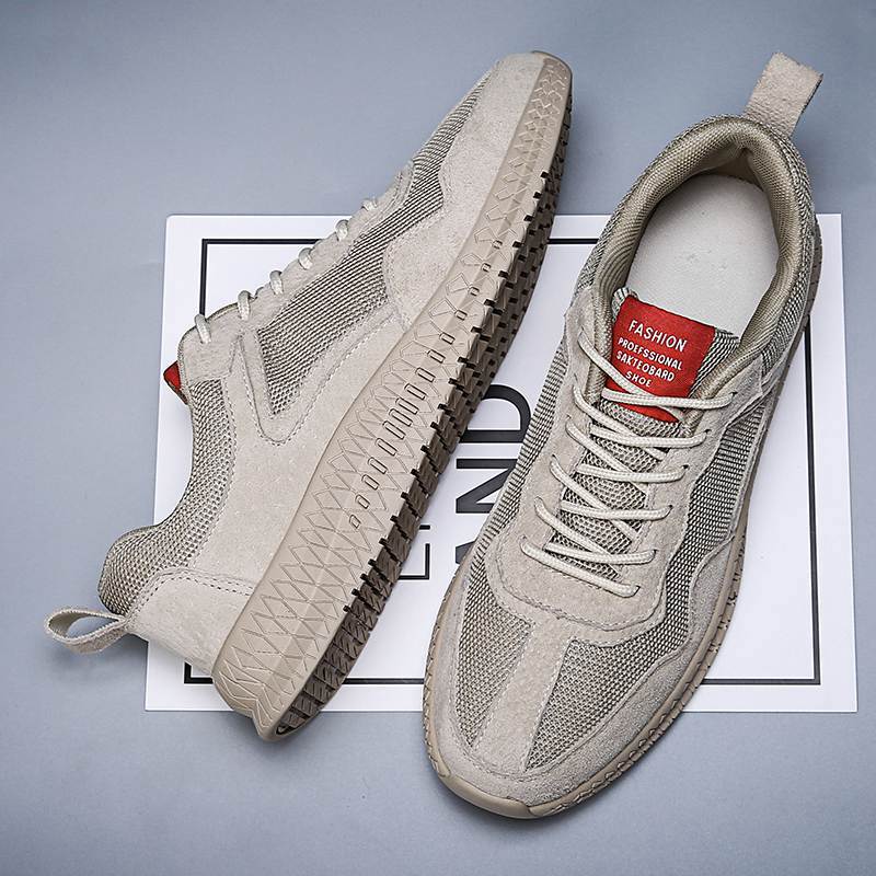 

Good Sneaker Men Running Shoes mesh grey beige soft sole casual sports sneakers trainers outdoors jogging walking size 39-44, A1