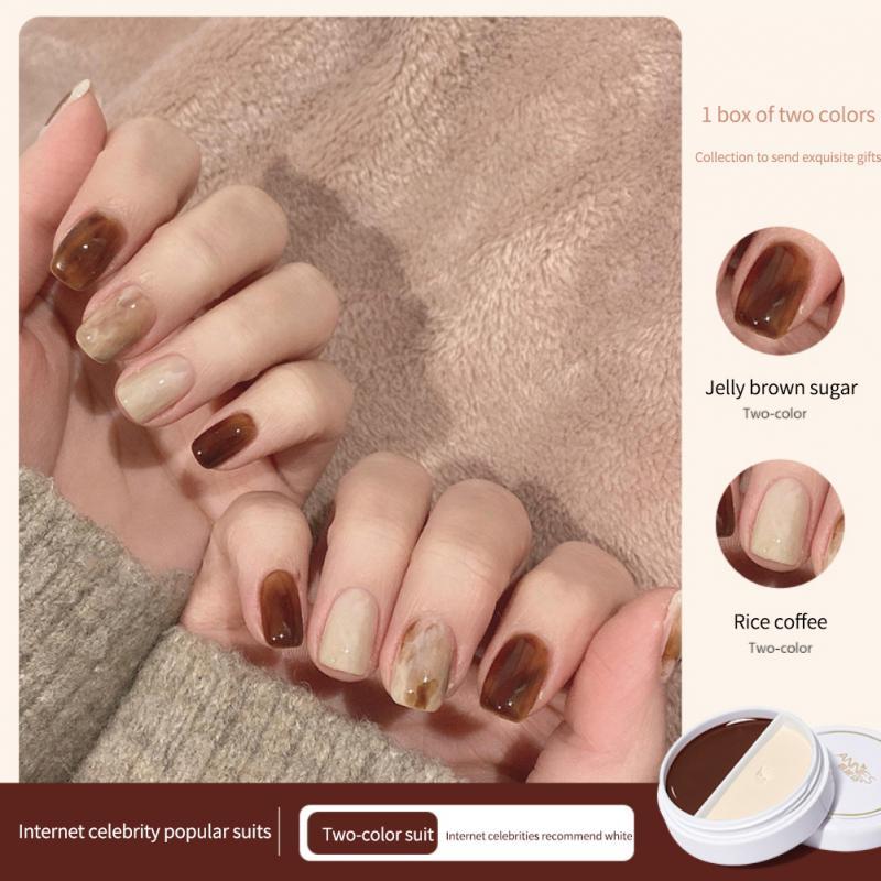 

Nail Gel 2/3color Solid Glue Polish Canned Cream Long Lasting Color Clear Varnish Mousse, Red;pink