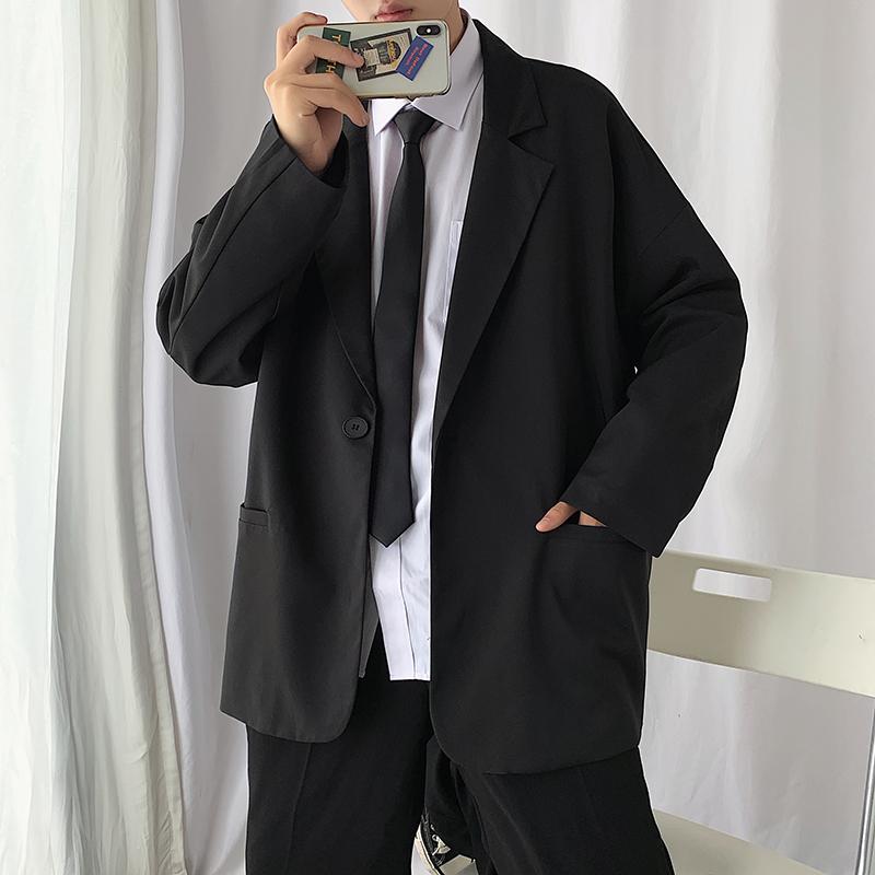 

Men's Suits & Blazers Fashion Casual Suit Mens Korean Version Handsome Uniform Jacket Style Japanese Streetwear Ropa De Hombre Clothing, Black