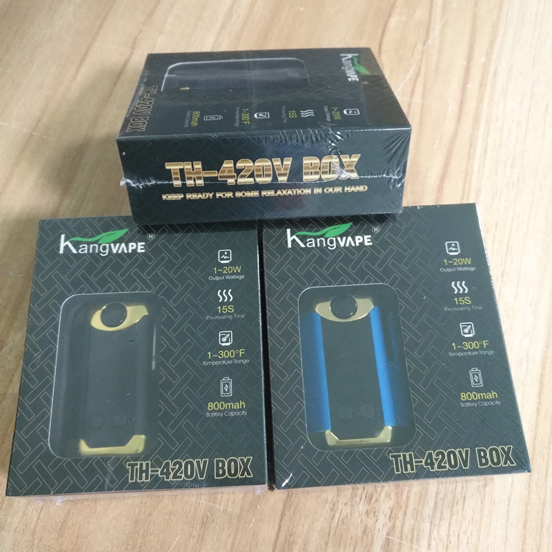 

Original Kangvape TH420 V Box E cigarette Kits 800mAh 20W Adjustable Wattage Temperature Vape Mod 420 0.5ml Ceramic Coil Cartridge, Gold frame edtion full kit