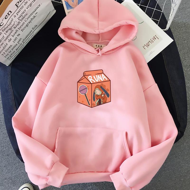 

Men's Hoodies & Sweatshirts Japan Anime Runa Yomozuki Kakegurui Women's Kawaii Cartoon Drink Boxes Print Pullover Harajuku Casual Men, Black