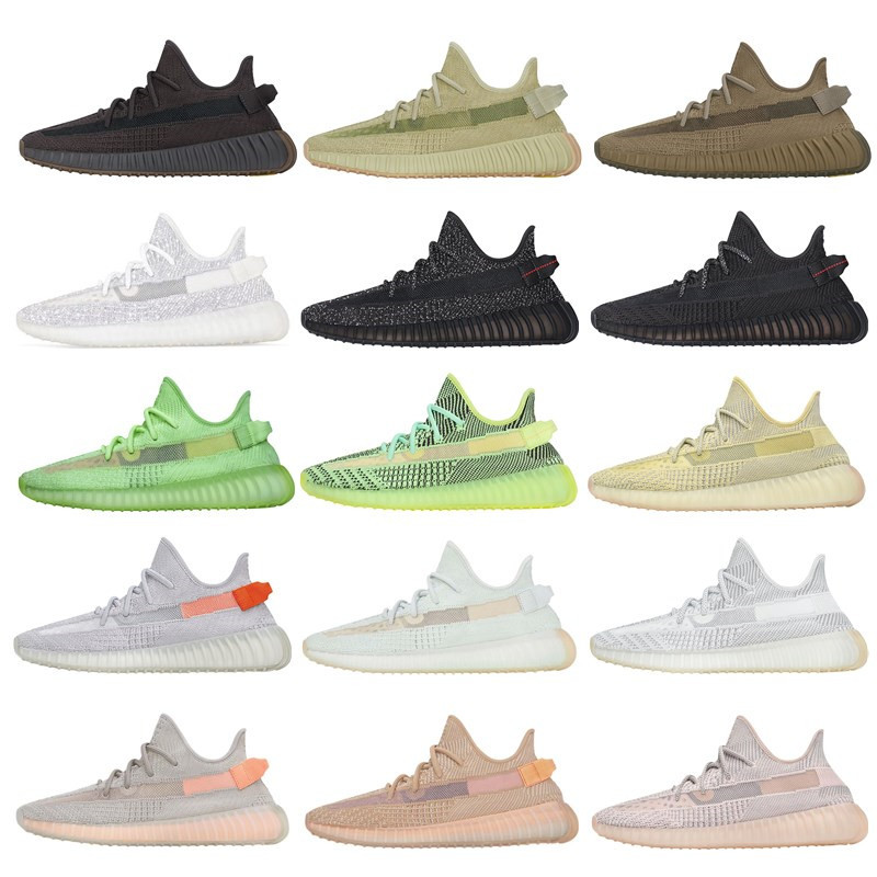 

2020 Kanye West Static Running Shoes New Israfil Cinder Desert Sage Earth Tail Light Zebra Womens Mens Trainers Sneakers, Synth