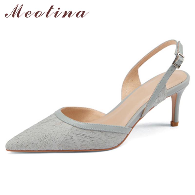

Dress Shoes Meotina Genuine Leather Slingback SnakeSkin Pointed Toe Thin High Heel Pumps Fashion Buckle Strap Ladies Footwear Beige, Purple glod