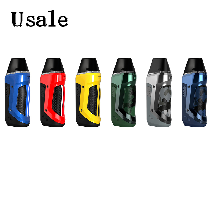 

Geekvape Aegis Nano Pod Kit 800mAh Builtin Battery with 2ml Cartridge 0.6ohm1.2ohm Coil 30W Vape System Tri-proof Technology 100% Original, Light blue