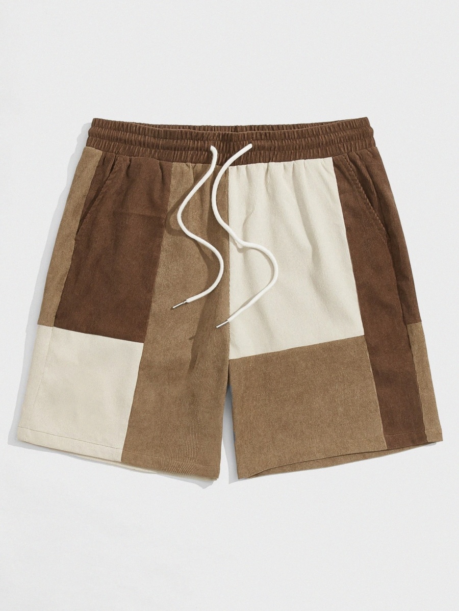 

Men Drawstring Waist Colorblock Corduroy Shorts e0xL#, Multicolor