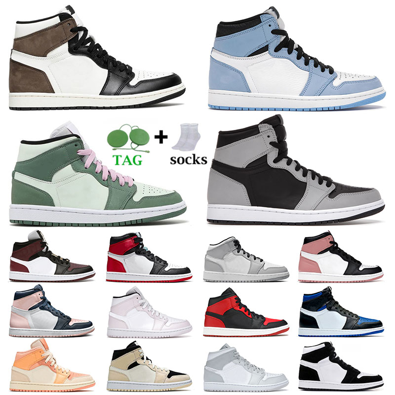 

Designer Jumpman 1 1s Basketball shoes Mens Womens University Blue OG Dark Mocha Shadow Bubble Gum Mid Banned Pink Seafoam Dutch Green Grey Sports Sneakers Trainers, A4 36-46 mid chicago toe