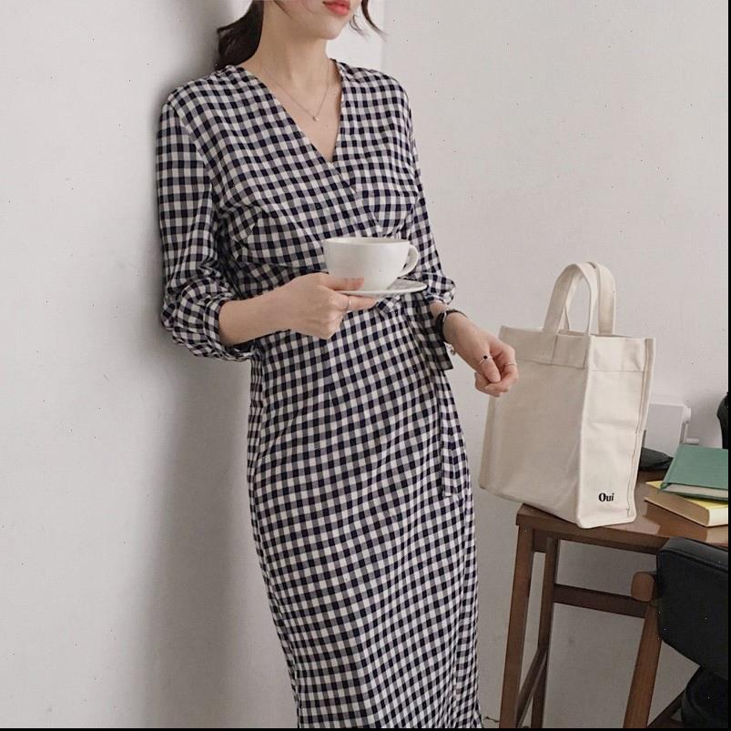 

Summer Dress Womens Dresses Women Cotton Linen OL Casual Girls Female V neck black Plaid yellow Boho Robe Femme Vestido, Black;gray