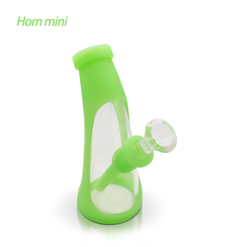

Waxmaid 5.6 inches Horn mini silicone glass bongs hookah smoking water pipes dab rigs with ship for retial from CA warehouse