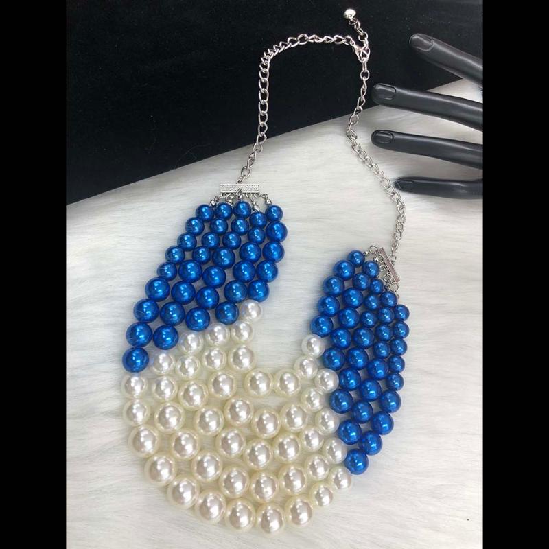 

Chains Hand Made Greek Sorority ZPB Fashion Jewelry Multi Layer Imitation Pearl For Women Party Wedding Bride Necklace, Silver