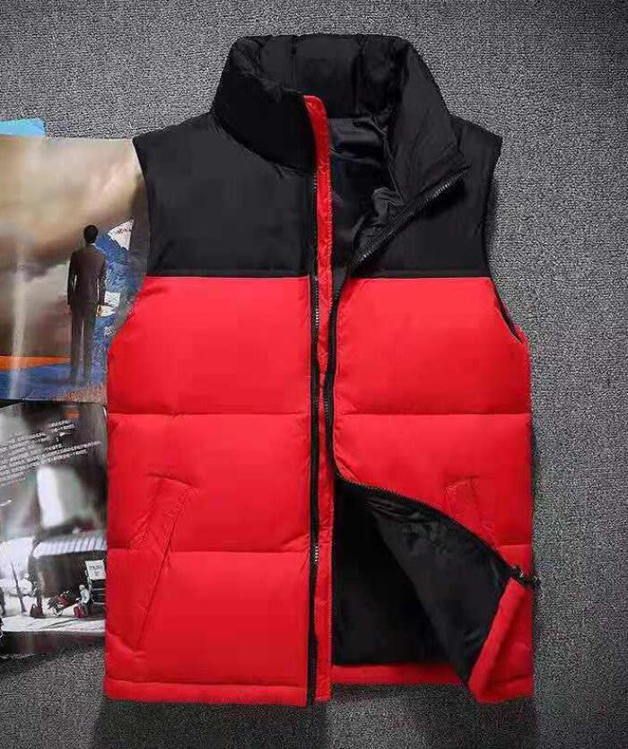 

Fashion vest waistcoat men designs Down jacket vests Keep warm mens stylist winter man and women thicken outdoor coat essential cold protection size -2XL, Red