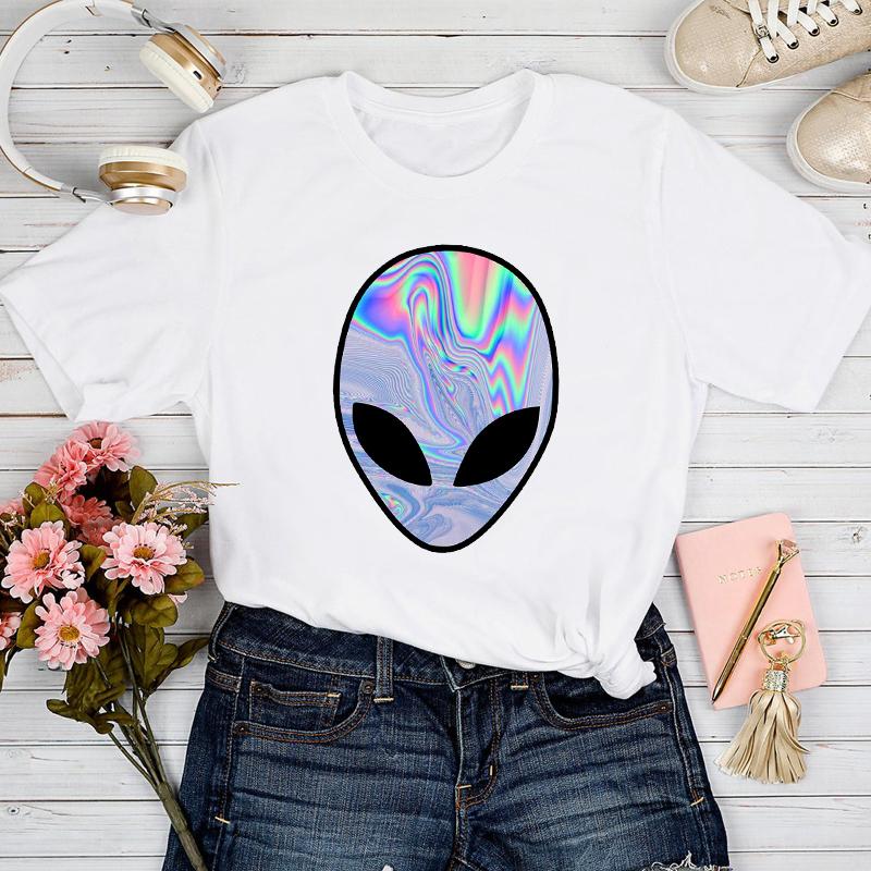 

Women' T-Shirt T-shirts Women Alien Face Casual Printing Cartoon Vogue Short Sleeve Tshirt Top Lady Stylish Girl Print Clothes Tee, Cz22552