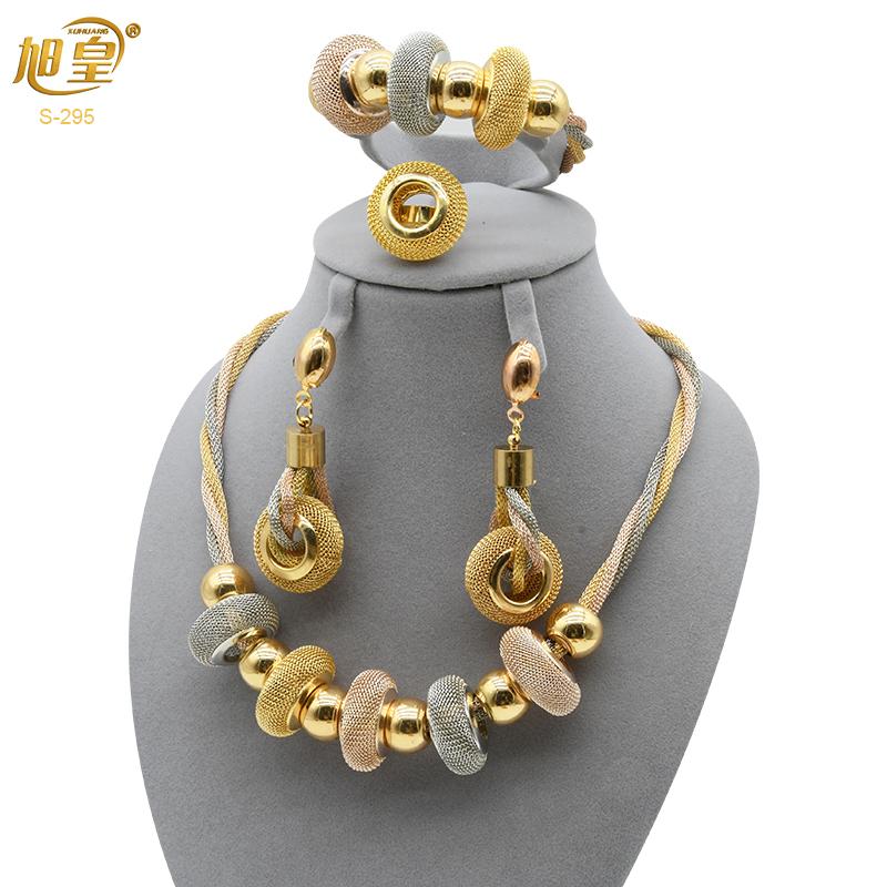

Earrings & Necklace XUHUANG African Gold Colorful Jewellery Set Nigerian Bridal Wedding Earring Ring Beads Bracelet Jewelry Gift, Silver