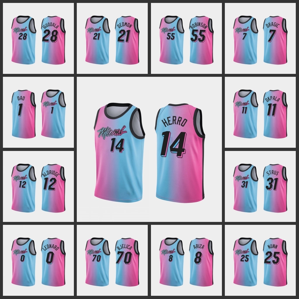 

Miami Heat Men Jimmy Butler Tyler Herro Nemanja Bjelica 2020-21 Vice Blue Pick Jersey, Black
