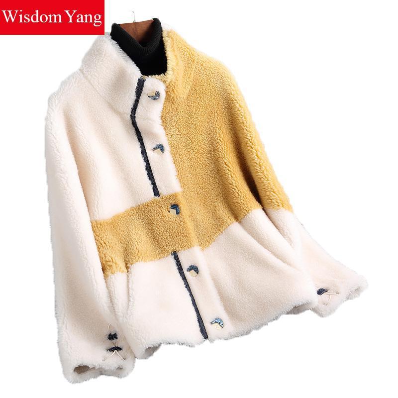 

Women's Fur & Faux Autumn Cashmere Coat Fleece Jacket Women Winter Lamb Sheep Shearing White Wool Long Woman Female Outerwear Overcoat, Black