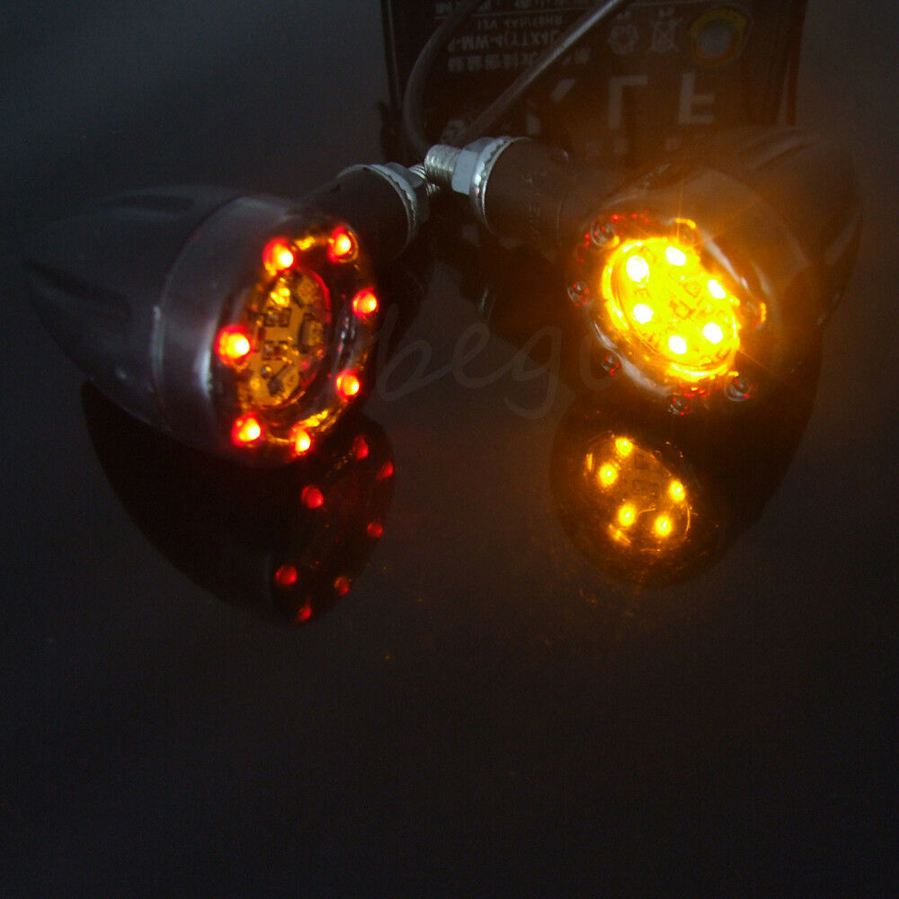 

4x Universal Motorcycle LED Amber Lamp Rear Turn Signal Brake lighting Indicators