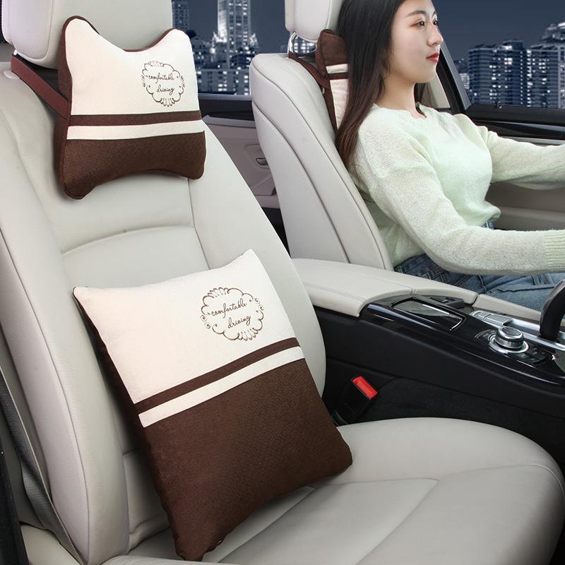 

Seat Cushions Car Headrest A Pair Of Pillows On-board Neck Pillow In Waist Lumbar Cushion For