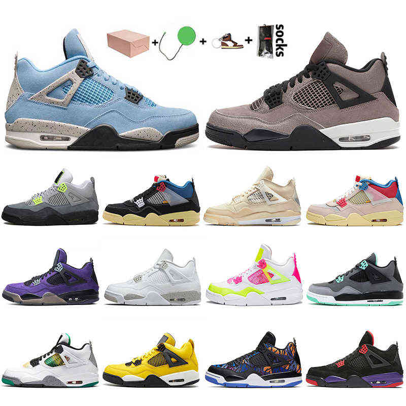 

University Blue 4 4s Basketball Shoes Men Women Sail Taupe Haze Cool Grey Neon Bred White Oreo Yellow Starfish Pure Money Trainers Sneakers, Yellow 40-47