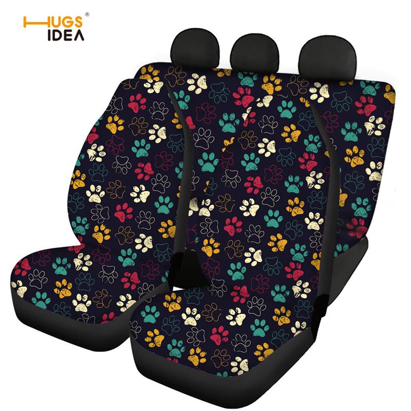 

Colorful Puppy Paws Print Car Seat Covers Full Set,Soft Comfortable Front And Split Bench Cover Kit Auto Interior Chair