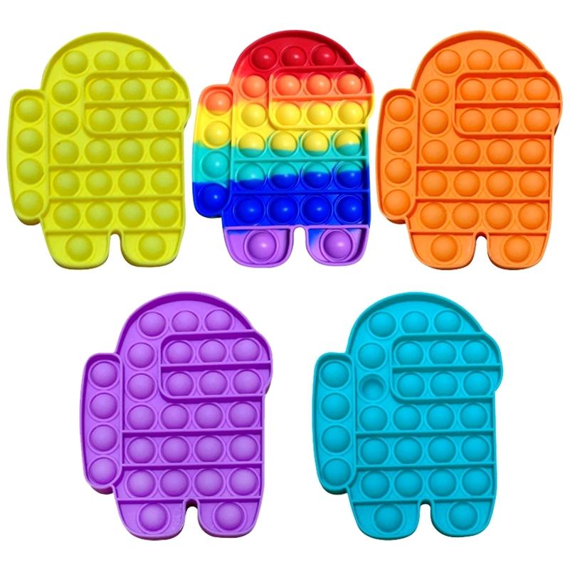 

Much money Rainbow Push Fidget Toy Sensory Bubble Autism Special Needs Anxiety Stress Reliever for Office Workers Fluorescen