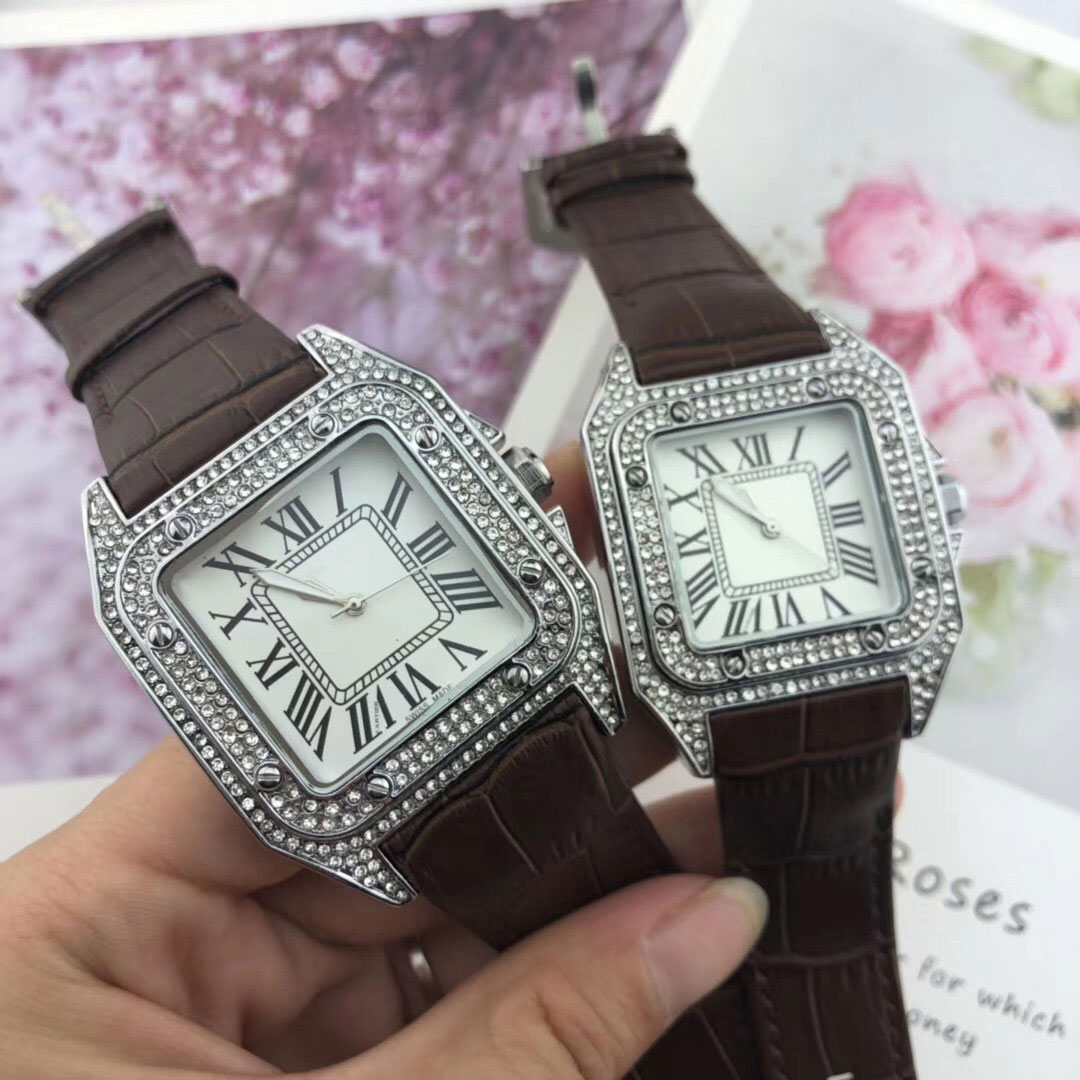 

Iced Out Men Watches High Quality Women Watch Leather Strap Diamond Case Lover Wristwatch Splash Waterproof Analog Clock Quartz Movement Montre De Luxe