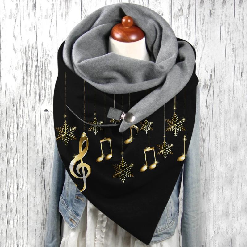 

Scarves 40# 2021 Scarf For Women Bandana Windproof Autumn Winter Shawls Double-layer Prints Buckle Foulard Femme, Blue;gray