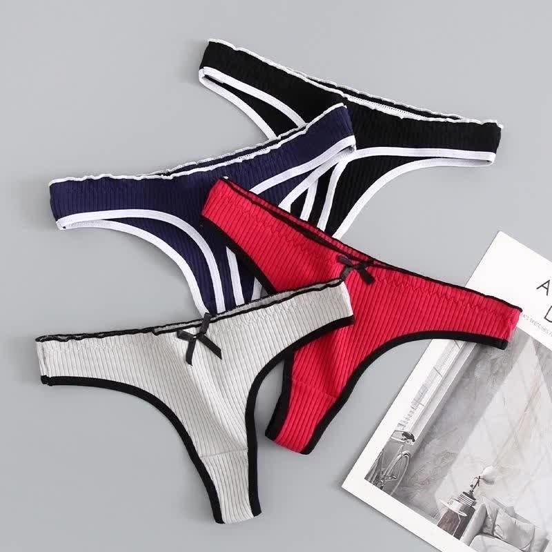 

Women's Panties Sexy Cotton Rib Thongs G-String For Women Comfort Low-Waist Underwear Comfortable Seamless Underpants Lingerie Thong, Red