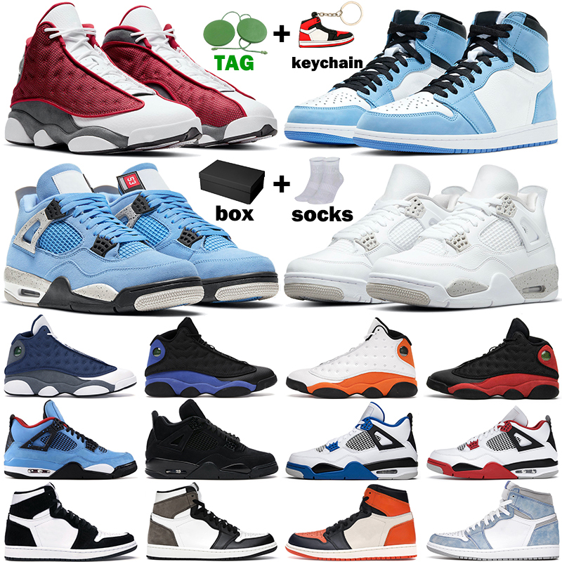

Basketball Shoes men women 4s White Oreo University Blue Black Cat 1s Dark Mocha Hyper Royal 13s Red Flint Starfish mens sports sneakers, Item#33